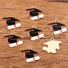 Variedad de Accesorios de Joyería Personalizados Transfronterizos Europeos y Americanos de Aleación, Dijes para Temporada de Graduación, Sombrero de Doctor, Flor y Papel de Examen