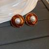 Pendientes de resina marrón retro Aguja de Plata piedra Ojo de Tigre gota de agua personalizados para viajero, pendientes versátiles, pendientes franceses de alta gama