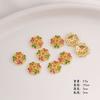 Espaciador de flor hueca de circonita de color con microincrustaciones bañado en oro de cobre de 18 quilates, accesorio para pulsera, collar y pendientes hecho a mano.