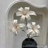 Flor Artificial Lirio Salvaje Impresa en 3D con 3 Cabezas, Lirio Dorado para Decoración de Boda, Diseño de Flor Artificial, Flor Falsa, Transfronterizo