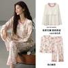 Atacado Físico Loja Física Outono Novo Pijama Feminino com Bojo 6040 Algodão Manga Longa Gola Redonda Pijama que Mulheres Podem Usar