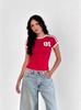 2025 verano nueva camiseta para dama estampado de letras transfronteriza mayoreo chica hot calle todo-fósforo top ajustado tiempo