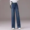 Jeans Rectos de Tiro Alto Personalizados para Mujer Adelgazantes Versátiles Retro para el Trabajo Pantalones Largos Tallas Grandes Pantalones para Mujer Tendencia Alto