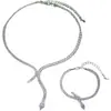 Conjunto de Joias Europeu e Americano Transfronteiriço Deslumbrante com Pedras Totais Corrente com Garra Colar Moda Conjunto de Joias com Zircônia Sintética Conjunto de Decoração