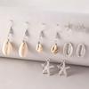 Joyería de conchas transfronteriza europea y americana Juego de pendientes de estrella de mar bohemia Pendientes de concha y vieira estilo playa