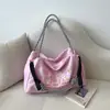Bolsa Tote Grande com Bordado de Pato Fofo 2026 Nova Cor Macaron Simples Versátil Bolsa de Ombro