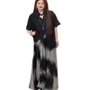 Camisa de Moda Vintage de Alta Gama de Manga Corta para Mujer Talla Plus, Estilo Veraniego que Oculta la Figura y te Hace Ver Más Delgada, con Pantalones de Pierna Ancha Tie-Dye, Personalizable