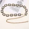 Cinto Feminino Casual de Verão Corrente Fina para Cintura Decorativa Esculpida Retro com Strass Grande Corrente de Metal para Saia Feminina Versátil
