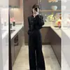 Moda chic coreana de otoño: conjunto elegante de blazer corto holgado y pantalón largo para mujer