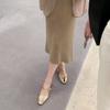 Versión de Piel de Oveja ~ Cuero Genuino Francés Suave Aumento de Altura Interior Plateado Zapatos de Boca Baja de Una Capa Zapatos Mary Jane con Hebilla para Mujer Zapatos de Cuero Pequeños
