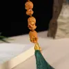 Sándalo tallado caricatura cuatro Budas, estilo antiguo, estilo chino nuevo, colgante borla para coche decorativo, estatua pequeña de Buda, colgante para bolso