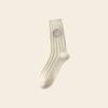Calcetines Bordados de Smiley para Mujer, Calcetines de Media Pantorrilla Estilo Preppy, Moda de Algodón, Calcetines Deportivos Versátiles de Color Sólido, Venta al por Mayor en Zhuji