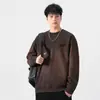 Ropa para Hombre Fengshe / Sudadera Pesada de 360 g para Hombre, Primavera y Otoño, Lavado Degradado, Estampado Casual Americano, Cuello Redondo, Manga Larga
