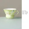 Caneca de Cerâmica Miyan Pintada à Mão com Peônia Verde, Cabo de Cerâmica, Caneca Individual para Chá Kung Fu de Alto Padrão, Antiescaldante