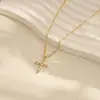 Collar Cruz de Diamante Más Vendido Transfronterizo, Cadena para Clavícula de Primera Comunión Bautizo, Colgante de Oro de 18K, Collar Versátil al por Mayor