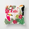 Funda de Almohada Creativa de Dibujos Animados de Cuero de Melocotón con Flamenco Pintado a Mano para Sofá de Casa