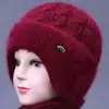 Otoño e invierno personas mayores señora mayor sombrero cálido de lana sombrero de invierno para ancianos mujeres exterior a prueba de frío sombrero de punto con protección para los oídos de terciopelo