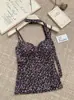 Estilo puramente seductor, camisola floral con hermosas tiras en la espalda, copas en el pecho, cómoda, a la moda, casual, adelgazante, se puede usar como capa base o como prenda exterior, top para mujer