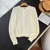 Mistura de Lã Nova Moda Outono 2025 Versátil Gola Redonda Manga Longa Cardigan de Tricô Jaqueta Suéter 9486