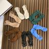 Sandalias Cuadradas Simples de Tira Única Estilo Hada para Mujer, Nuevas Sandalias Romanas Planas de Tira Cruzada Francesa con Tira de Dedo para Verano 2026