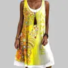 Vestido europeo y americano transfronterizo con estampado digital 3D, vestido largo casual sin mangas para mujer, vestido largo para mujer