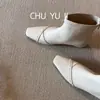 Primer Encuentro Jifangtou Botas Sencillas Delgadas para Mujer Estilo Francés Suave Cierre Trasero Tejidas Botines de Invierno