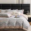 Conjunto de quatro peças de alta qualidade, espesso e com botões, de lençóis e capas de edredom 100% algodão, roupa de cama de alta qualidade estilo americano retrô