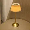 Lámpara de Mesa de Metal de Tela Plisada Simple Moderna Lámpara de Ambiente de Noche Táctil Recargable para Dormitorio Junto a la Cama Transfronteriza Regalo
