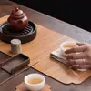 ProductoAlfombrilla de Bambú Tejido para Té, Caminero de Mesa Estilo Zen, Cortina de Bambú Estilo Antiguo, Posavasos para Tetera, Posavasos para Taza, Esterilla Aislante de Calor, Esterilla para Juego de Té