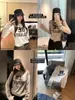 Camiseta de Manga Larga Cálida Cepillada con Estampado de Letras Baisiwang para Mujer, Otoño e Invierno, Corta, Versátil, Ajustada, Cuello Redondo, Camiseta Básica
