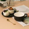 Taza de Leche para Desayuno Estilo Japonés, Taza Mezcladora de Cerámica para Hogar Oficina, Juego de Tazas para Té de la Tarde, Taza de Café Latte y Platillo Caja de Regalo