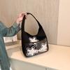 Bolsa Grande de Moda Feminina 2024 Nova Primavera Bolsa de Braço Axila Moda Estudante Lona Bolsa Tote para o Dia a Dia