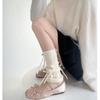 Calcetines Dulces Finos Estilo Ballet Color Caramelo Primavera y Verano para Mujer Rosa Azul Lazo Montón Juego de Pierna Juego de Botas para Niña