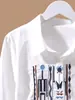 Blusa Minimalista Transfronteiriça Europeia e Americana para Amazon com Bordado Geométrico, Gola Reversível, Mangas Longas, Corte Justo, Camisa Básica Versátil para o Dia a Dia