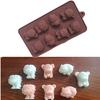 Cabelo liso de fábrica 8 peças animal de desenho animado urso hipopótamo leão molde de chocolate DIY bolo assando ferramenta de silicone