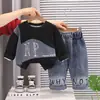 Conjunto de Ropa para Niños Primavera y Otoño 2026 Nuevo Elegante Sudadera con Bloques de Color y Mangas Largas Conjunto de Dos Piezas Ropa para Bebés