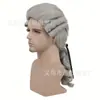 Sombrero de Abogado Juez Estilo Retro Transfronterizo Europeo y Americano Cola de Caballo Rizada Blanca Fibra de Alta Temperatura Peluca de Cosplay