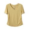 Camiseta Simples Feminina Inno Plus Size com Decote V, Cintura Marcada Franzida, Novo Estilo de Verão com Mangas Flare 252454