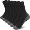Meias atléticas masculinas de algodão na altura da panturrilha, calcanhar reforçado, duráveis, respiráveis, absorventes de suor, meias longas casuais, disponíveis em um conjunto de três cores: preto, branco e cinza