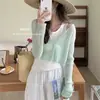 Cardigã de Proteção Solar de Verão, Blusa de Seda Gelada de Manga Longa para Mulheres, Estilo Coreano Versátil Leve Cachecol Curto Jaqueta Cobertura