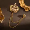 ¡Guau!Corona Retro Europea y Americana Cadena de Borla Moda Ropa Formal Lujo Ligero Gama Alta Accesorio de Pedrería Broche