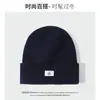 Chapéu de Tricô Versátil Azul Marinho Estilo Japonês para Outono e Inverno para Mulheres, Chapéu de Lã Quente para Proteger as Orelhas, Casual para Uso Externo, Grande Circunferência da Cabeça
