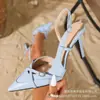 Sandalias de Tacón Alto Stiletto de Punta Estilo Francés Moda Nueva de Verano Zapatos Femeninos Elegantes de Boca Baja y Punta