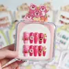 Uñas Vestibles de Dibujos Animados para Niños 2025 Estilo Año Nuevo Manicura Corta para Niñas Dulce Estudiante Estilo Lindo Piezas de Uñas Vestibles