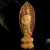 Terço Esculpido em Buxo Ornamentos de Guanyin Madeira Maciça Esculpido em Uma Peça Guanyin Bodhisattva Segurando o Terço Ornamentos para Sala de Estar Chinesa