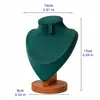 Soporte de Exhibición de Collares de Madera Maciza Color Nogal Maniquí de Cuello para Collares Soporte de Joyería para Colgantes Cuello para Retratos Joyería para Cuello Superficie de Cuero y Terciopelo