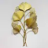 Estilo Chino Escandinavo Hierro Dorado Hoja de Ginkgo Colgante de Pared Fondo de Sala de Estar Pared de Fondo de Entrada Pared de Dormitorio Decoración Suave de Pared