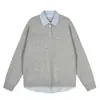 Cuello de camisa retro estilo americano, suéter de dos piezas falso, suéter de punto casual y elegante para hombre para otoño e invierno