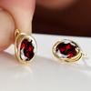 Aretes ovalados geométricos de oro champán con diamantes rojos para mujer, moda para el trabajo, una generación mayorista de cabello