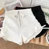 Shorts con cordón para mujer, estilo fino de verano, casual talla grande, adecuados para cuerpo tipo pera, cintura alta, diseño adelgazante, modernos shorts ajustados de pierna ancha